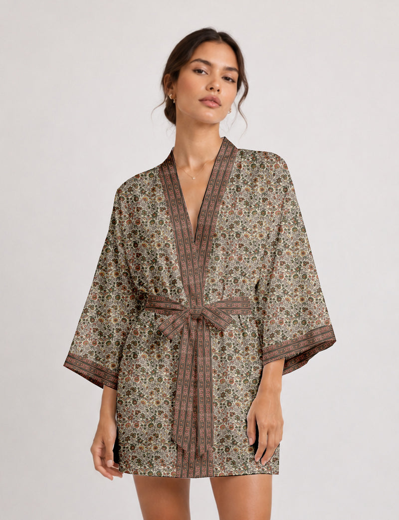Short kimono robe -  Floral