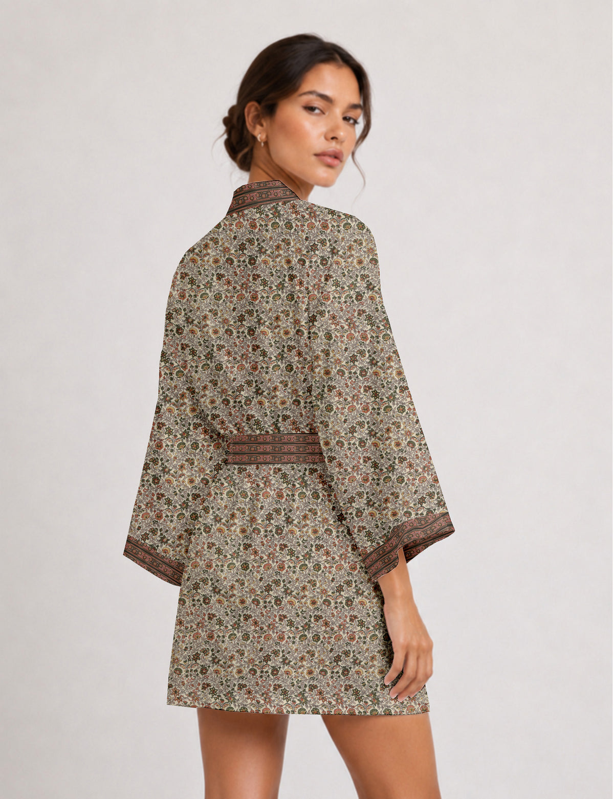 Short kimono robe -  Floral