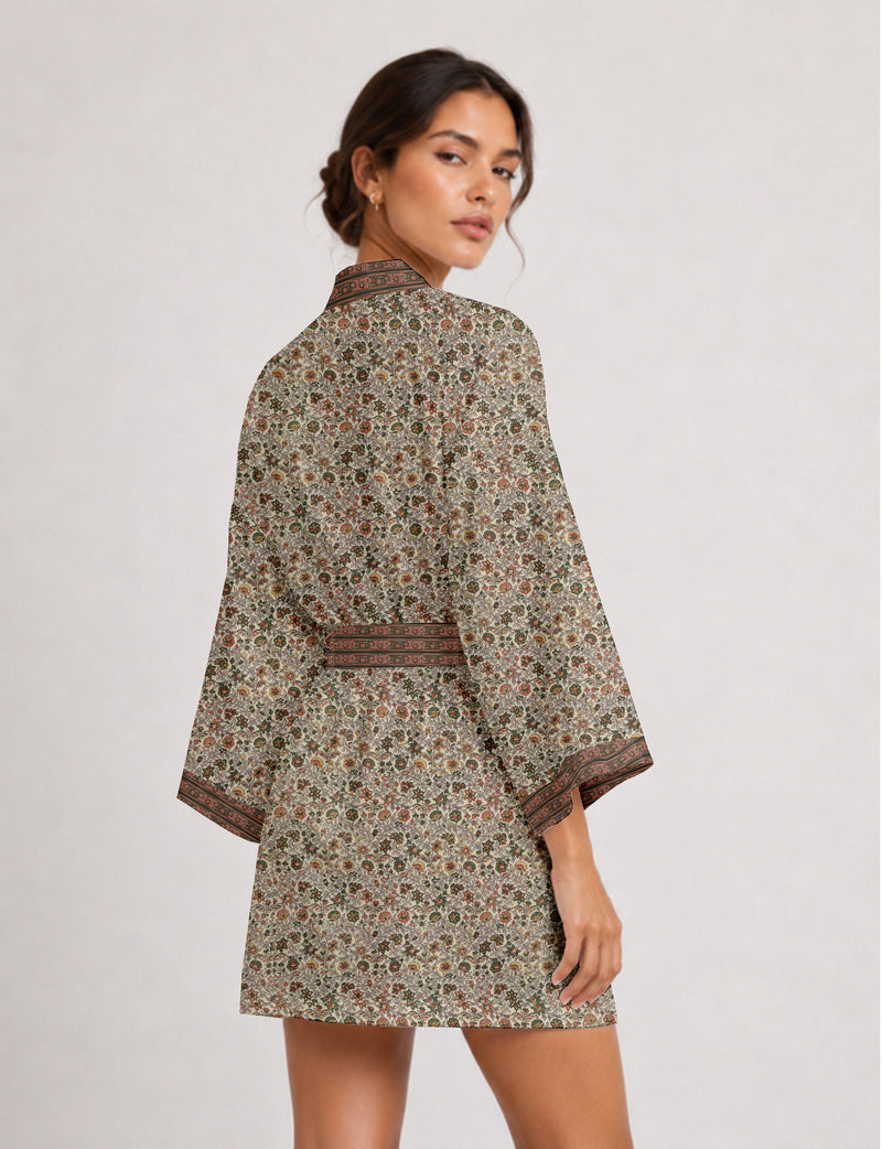 Short kimono robe -  Floral