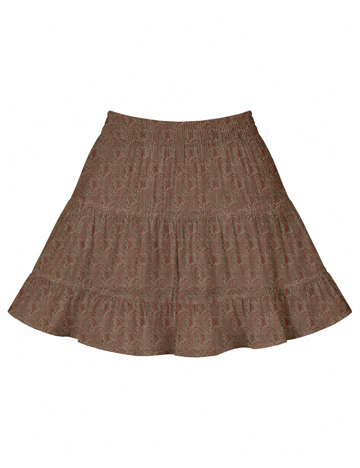 Kurzer Stufenrock - Beige Paisley