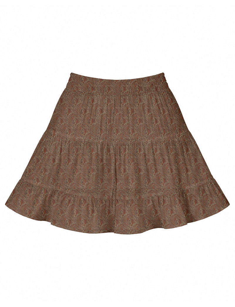Short tiered skirt - Beige Paisley