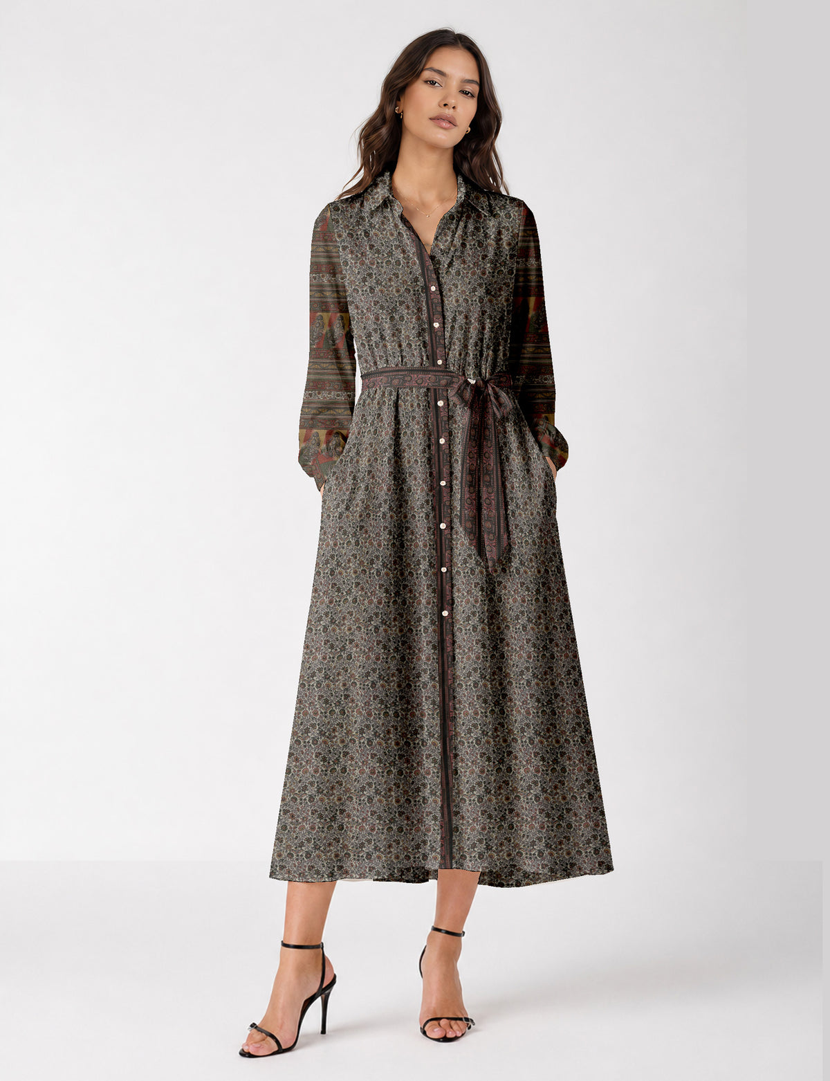 Long shirt dress - Beige Tropical