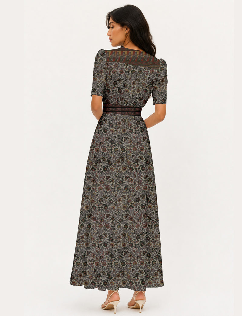 Maxi romantic dress - Beige Tropical