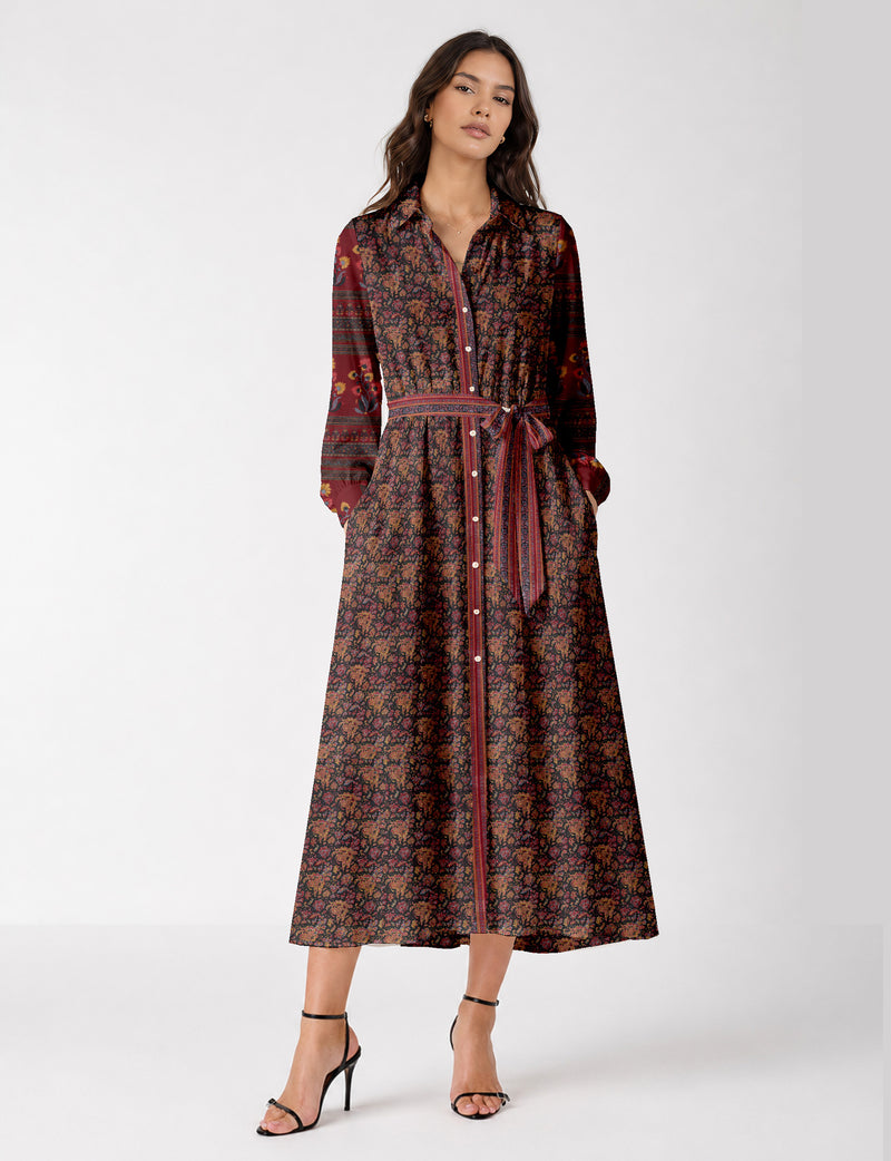 Long shirt dress - Black Floral