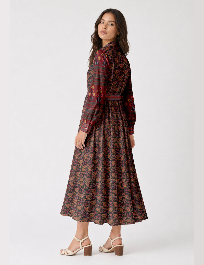 Long shirt dress - Black Floral