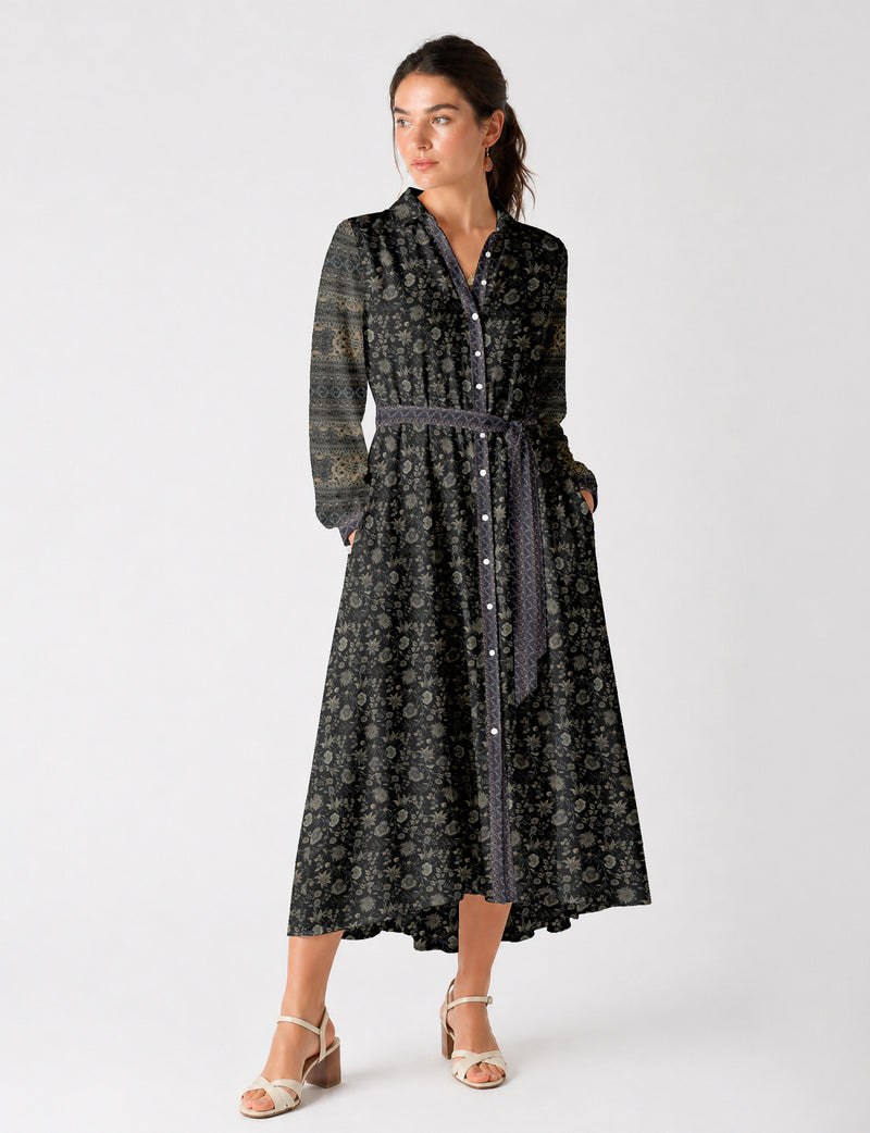 Long shirt dress - Black Floral
