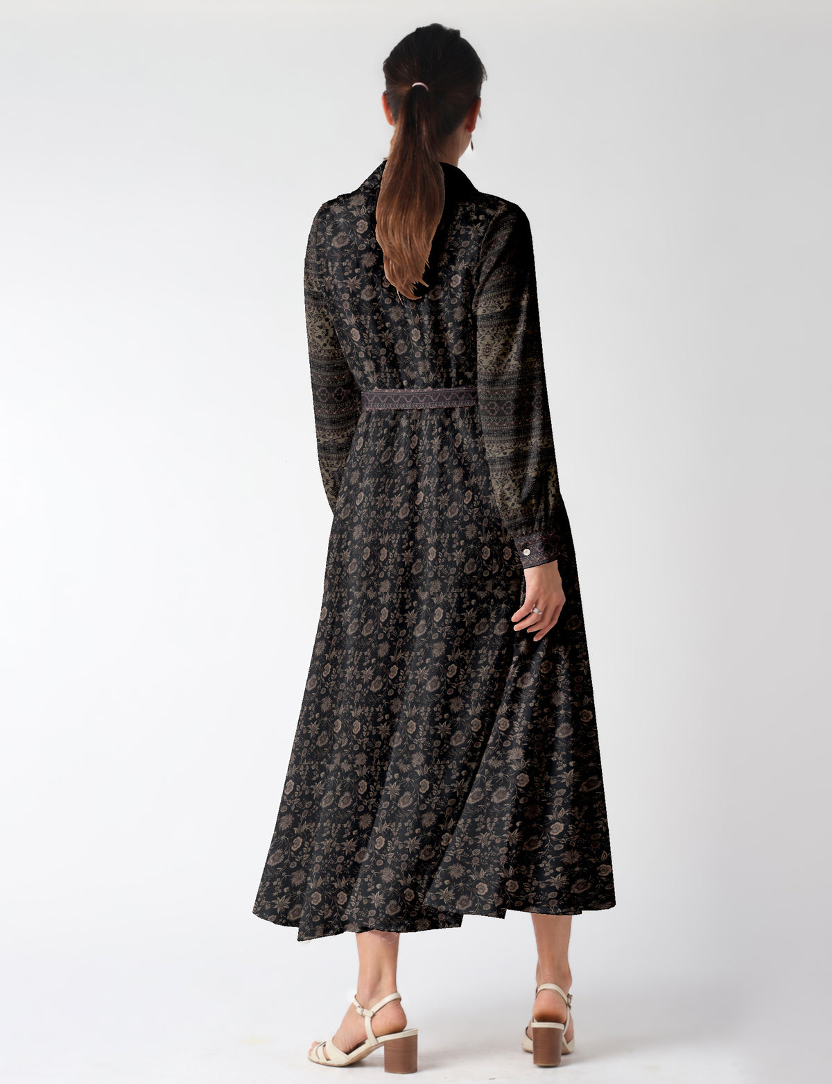 Long shirt dress - Black Floral
