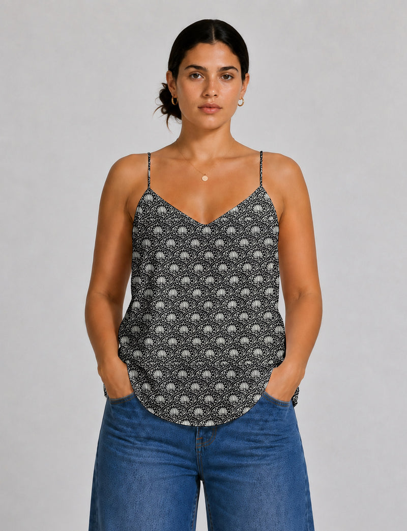 Top lencero - Floral Negro
