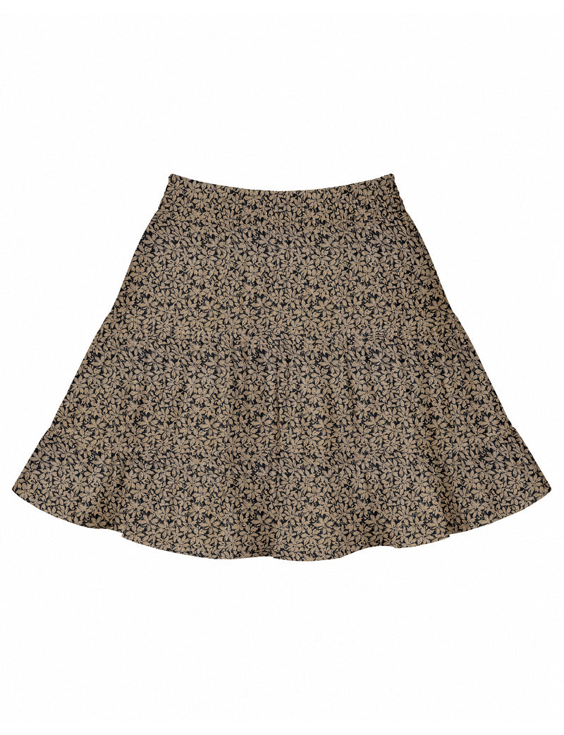 Falda corta escalonada - Negro Floral