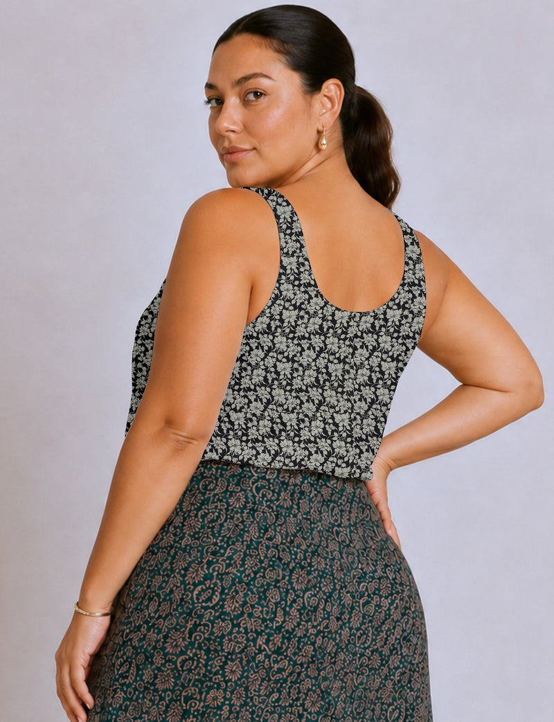Sleeveless blouse - Black Floral