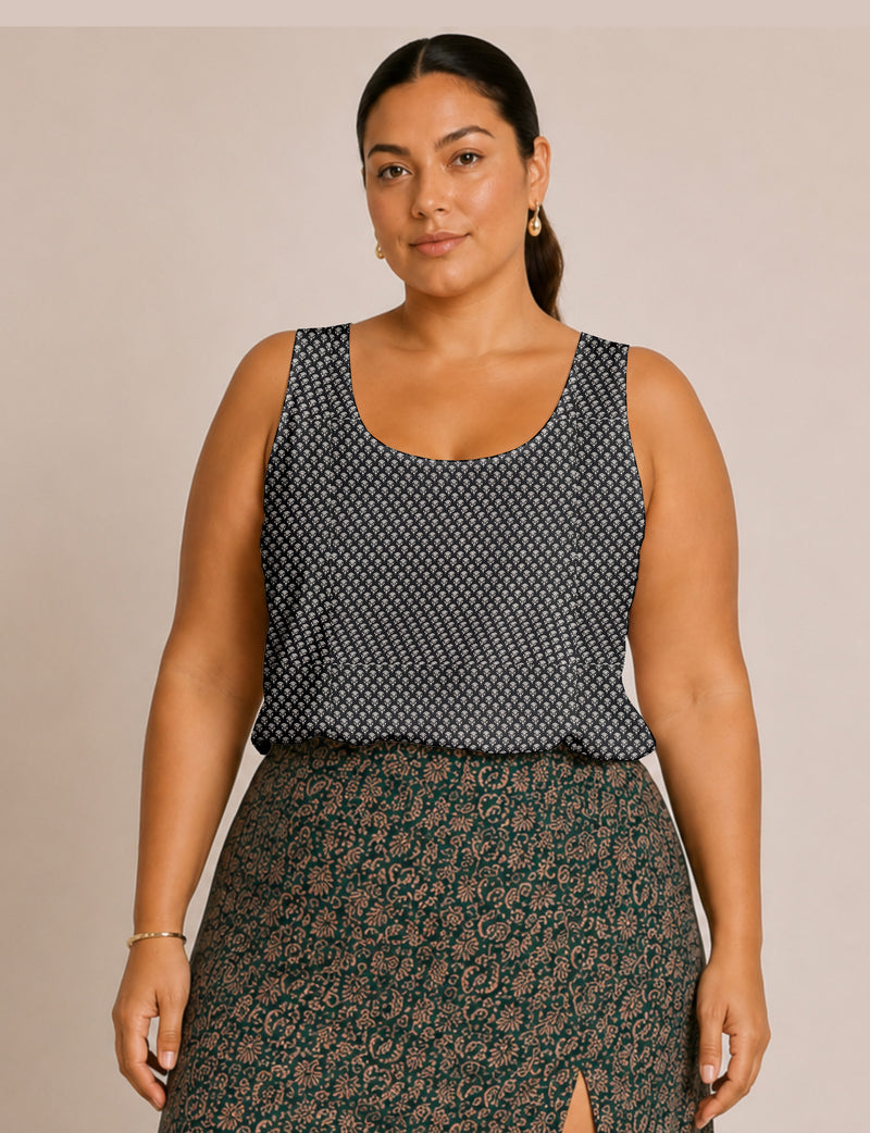 Sleeveless blouse - Black Floral