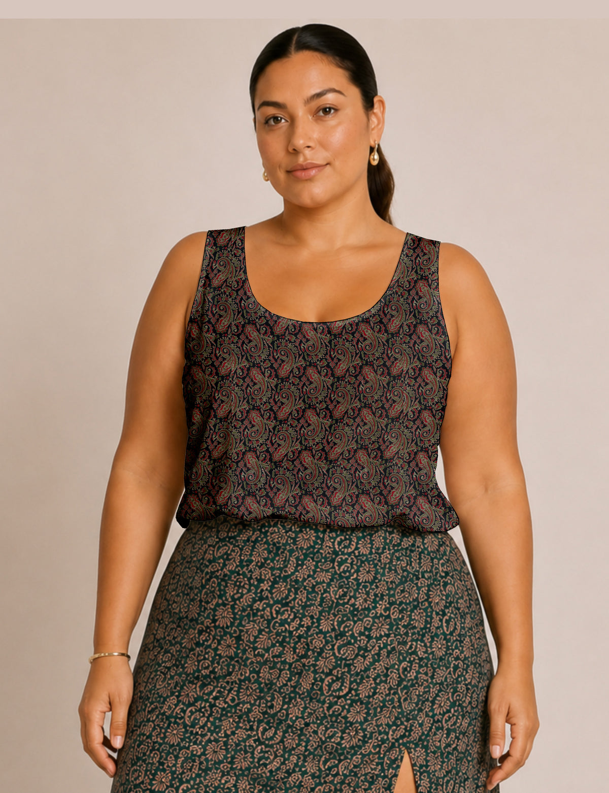 Ärmellose Bluse - Schwarz Paisley
