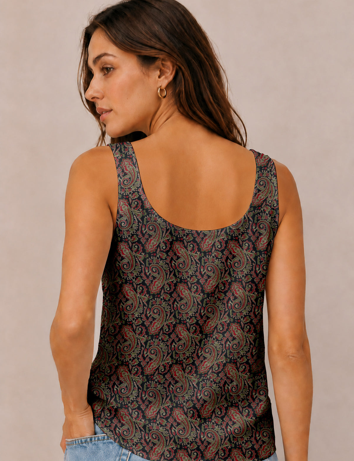 Ärmellose Bluse - Schwarz Paisley