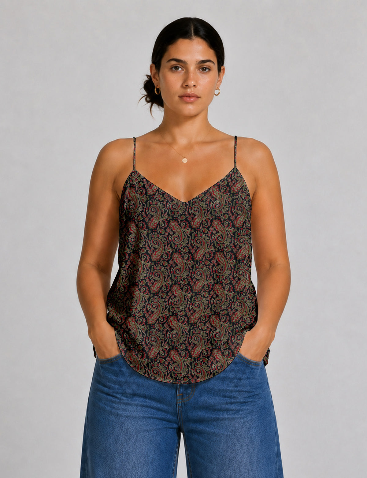 Top a slip - Paisley Nero