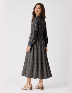 Long shirt dress - Black Paisley