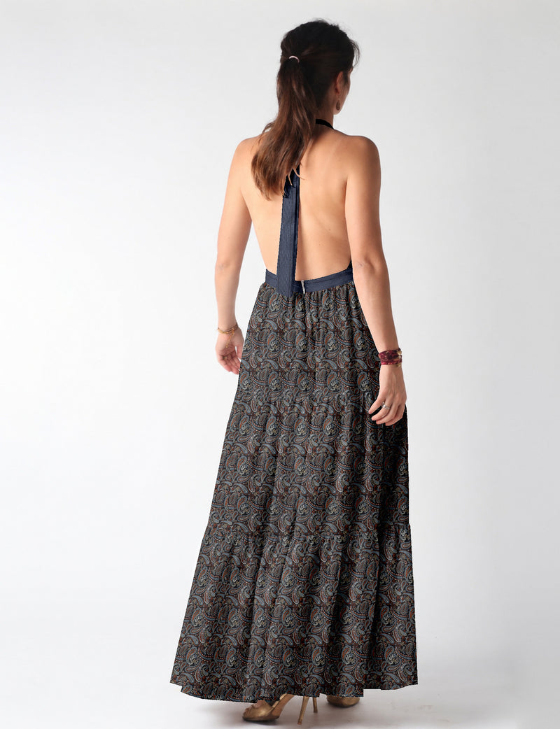 Flowy maxi tiered dress for vacations, brunch, and evening wear