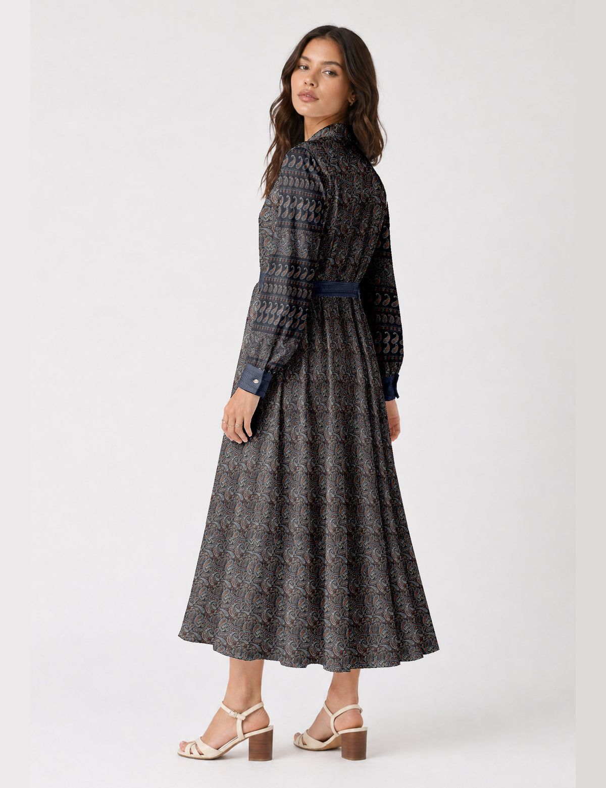 Long shirt dress - Black Paisley