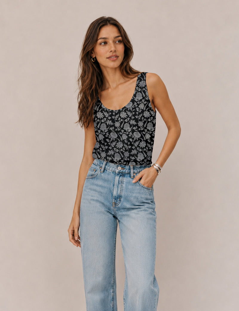 Sleeveless blouse - Black Tropical