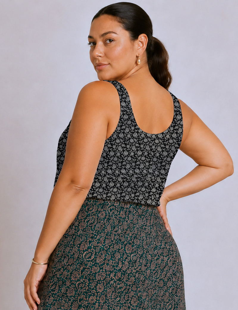 Sleeveless blouse - Black Tropical