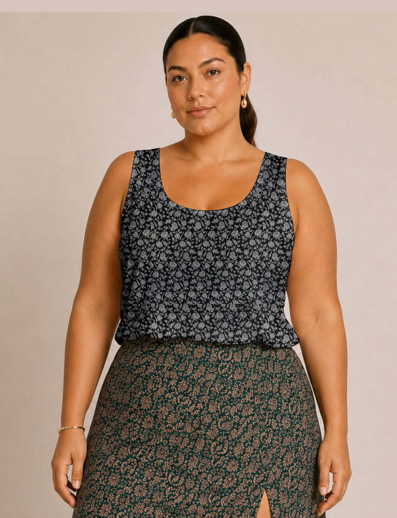 Sleeveless blouse - Black Tropical