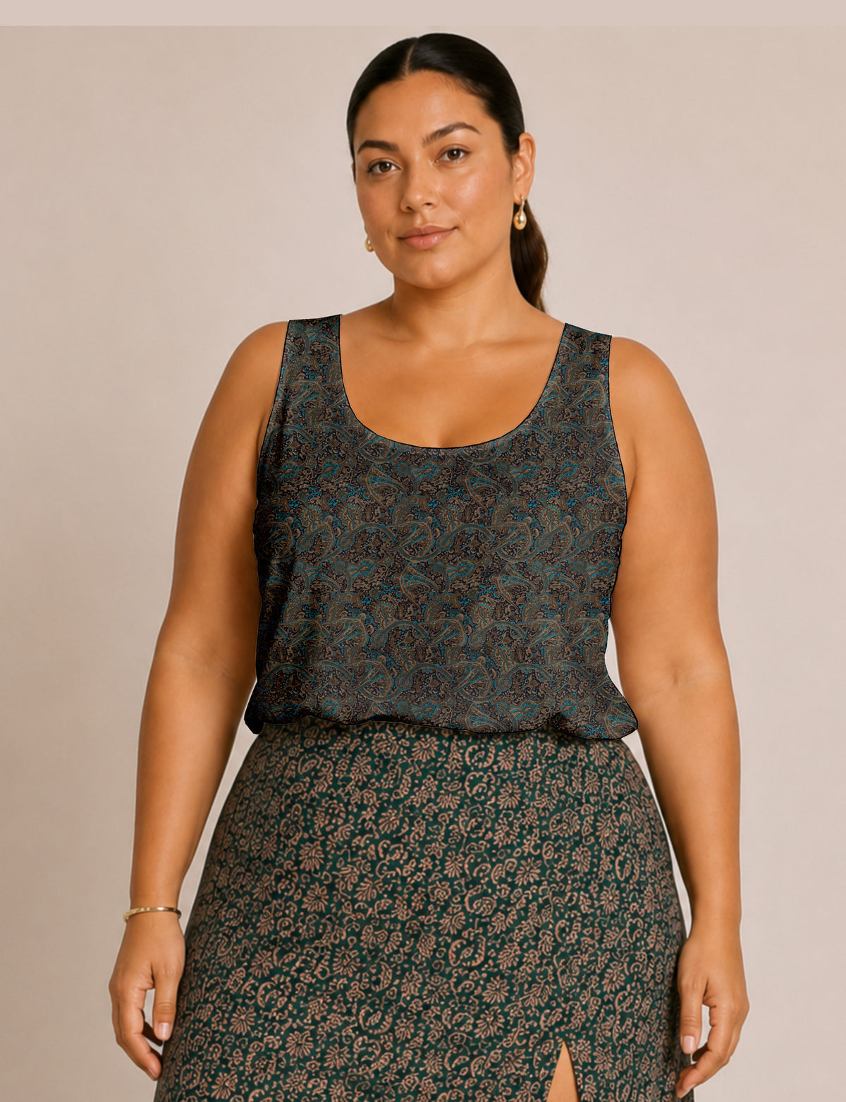 Sleeveless blouse - Blue Abstract