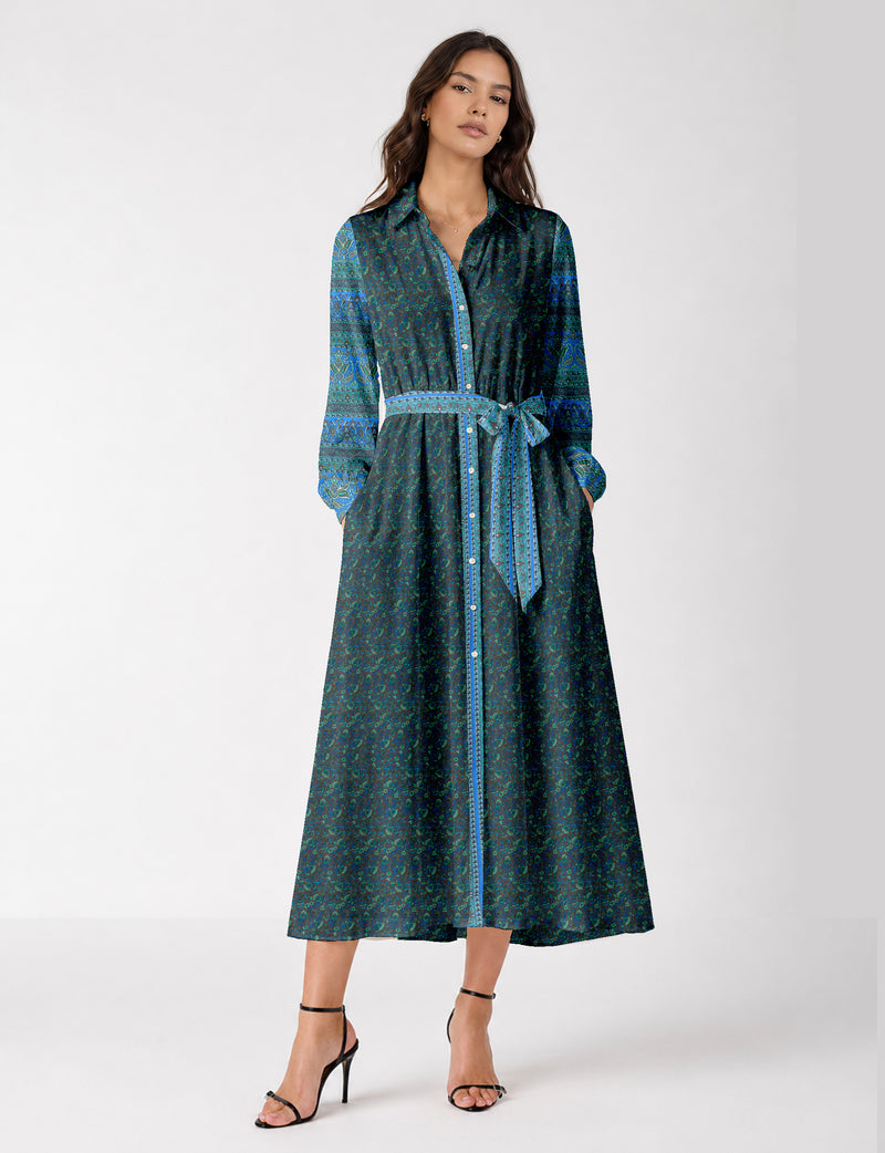 Long shirt dress - Blue Floral