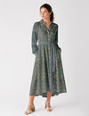 Robe chemise longue - Motif floral bleu