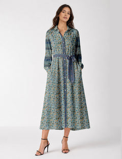 Long shirt dress - Blue Floral