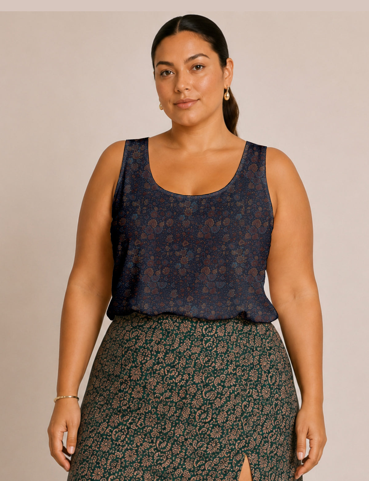 Sleeveless blouse - Blue Floral