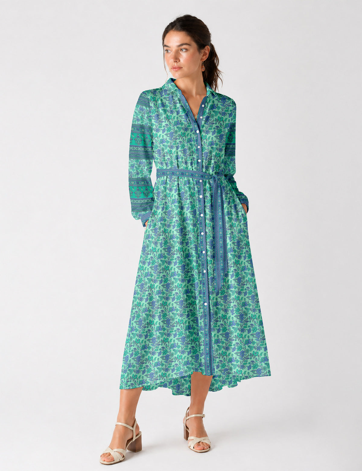 Long shirt dress - Blue Floral