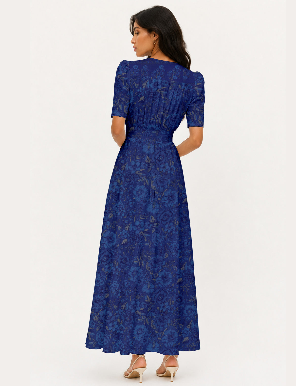 Maxi romantic dress - Blue Floral