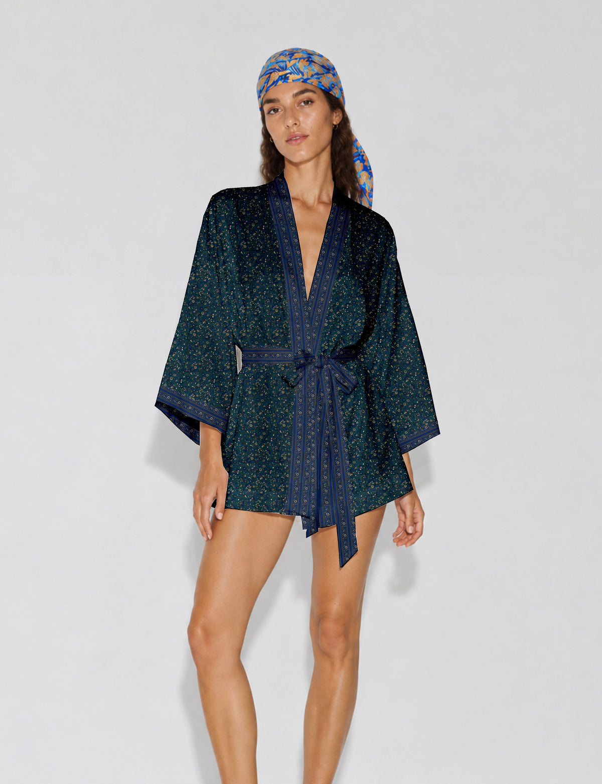 Short kimono robe -  Floral