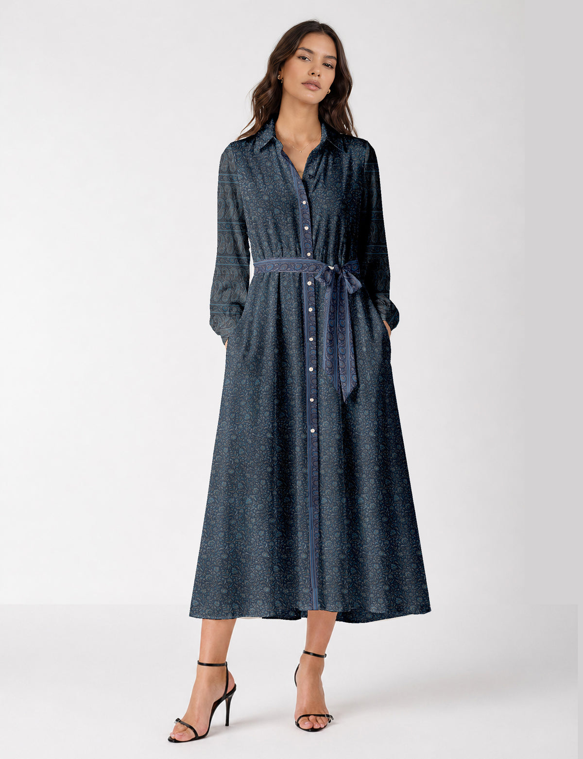 Long shirt dress - Blue Floral