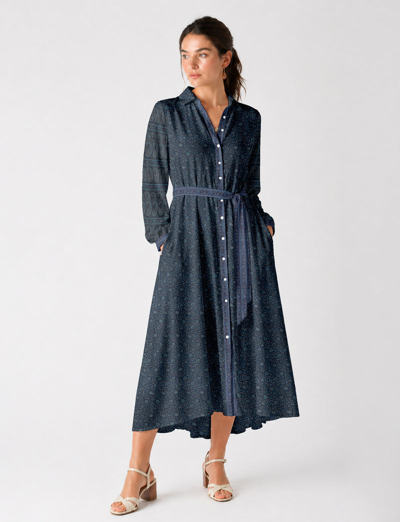 Long shirt dress - Blue Floral