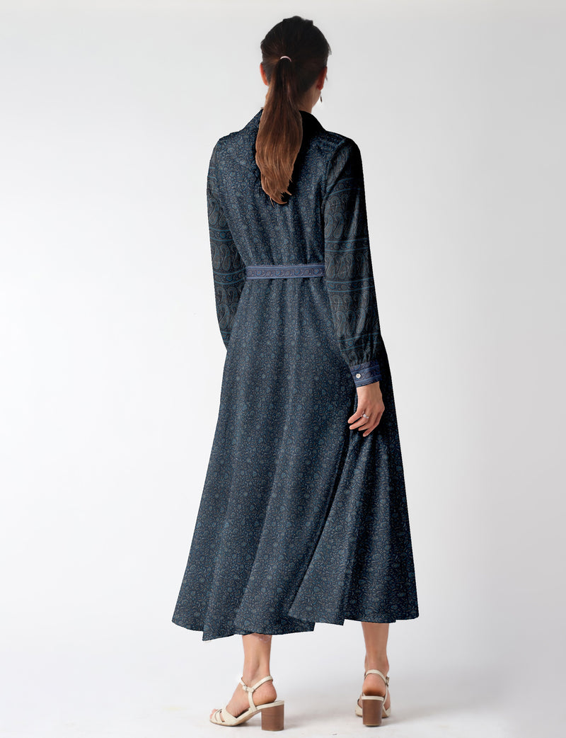Long shirt dress - Blue Floral