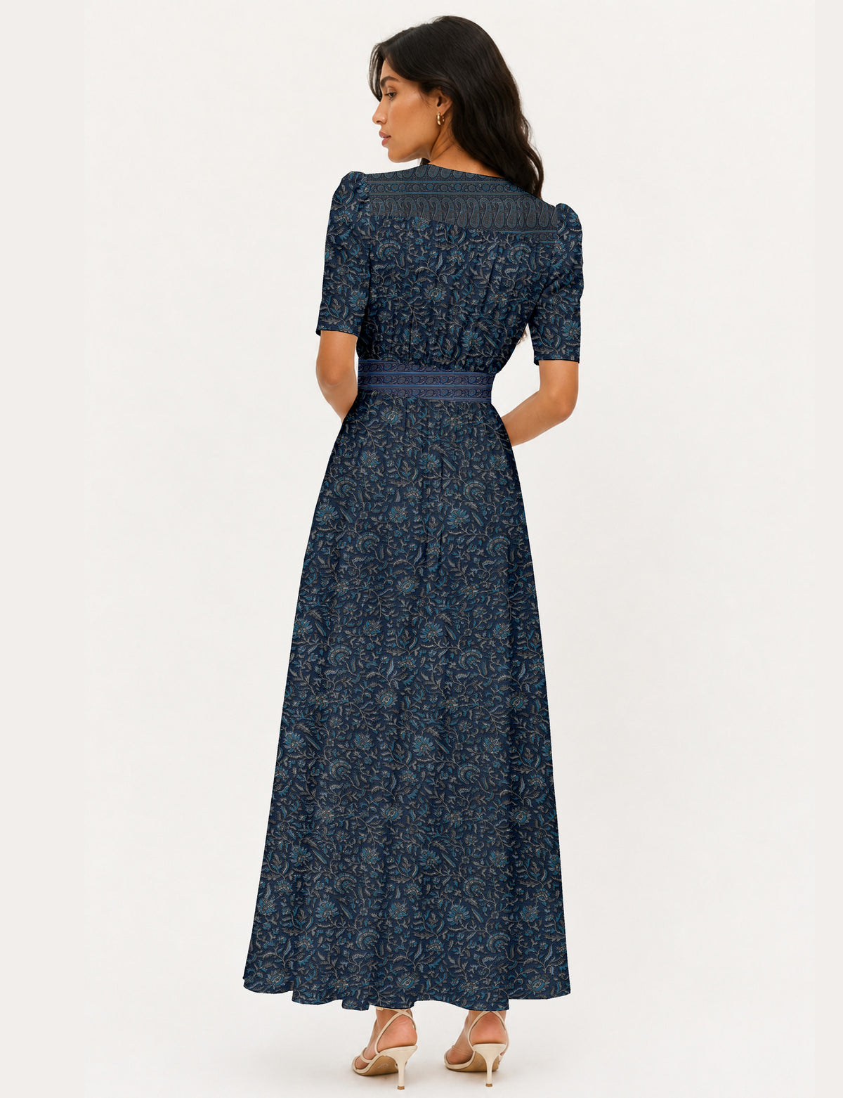 Maxi romantic dress - Blue Floral