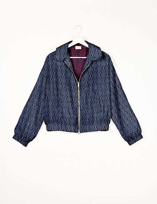 Bomber Jacket - Blue Geometric