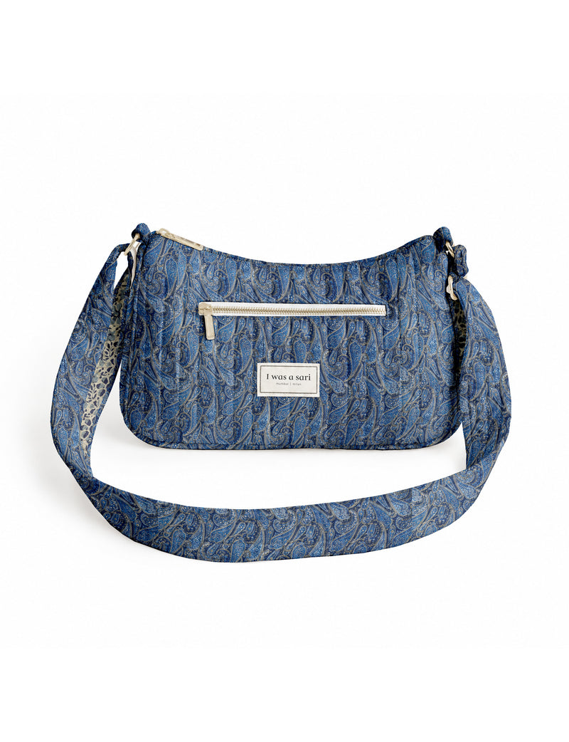 Quilted sling bag - Blue Paisley