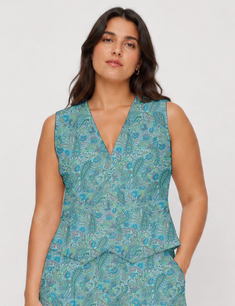 Women's fitted waistcoat with V-neck, single-breasted button closure, tailored silhouette, and pointed hem in sustainable fashion.