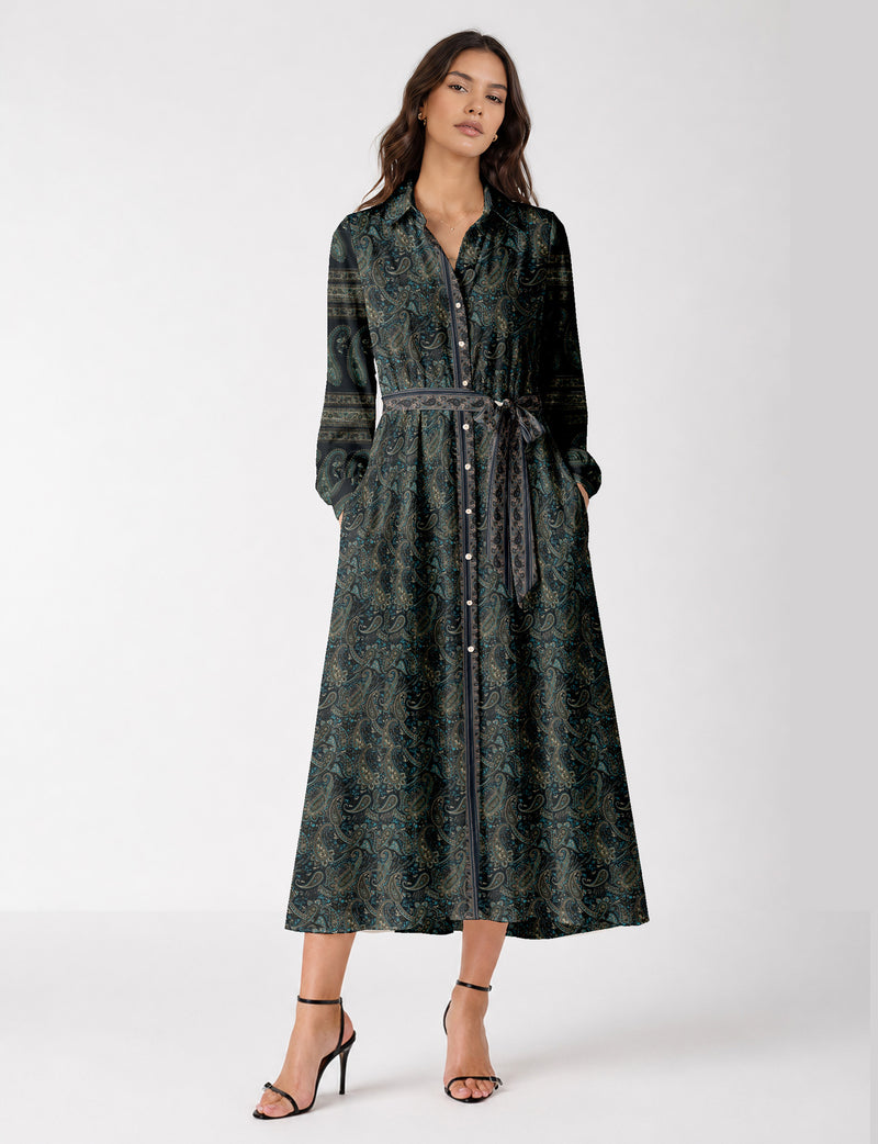 Long shirt dress - Blue Paisley