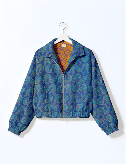 Bomber Jacket - Blue Paisley