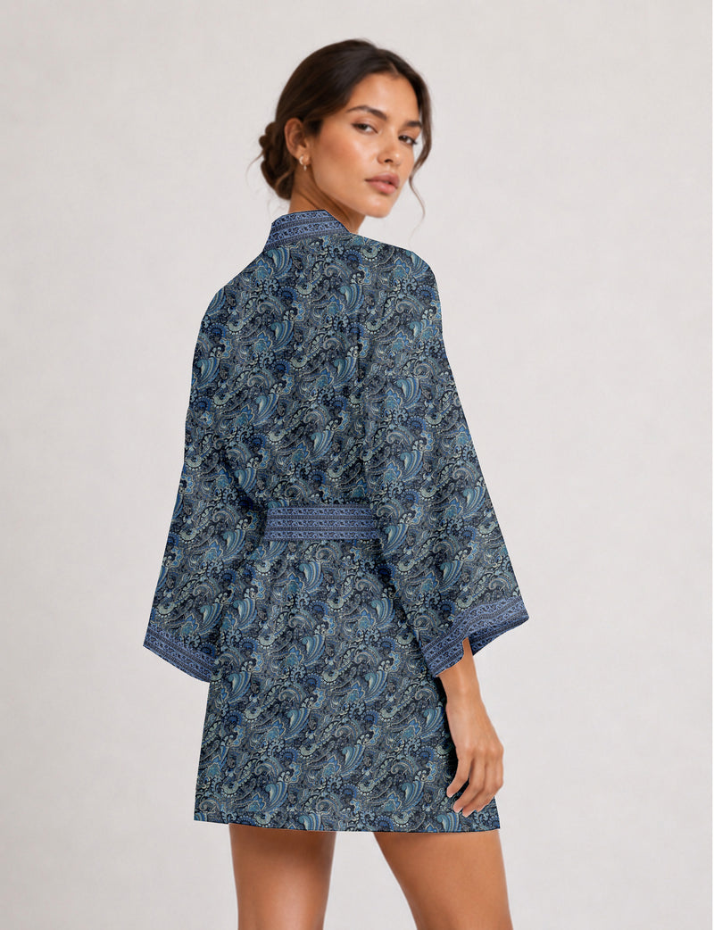 Short kimono robe -  Paisley