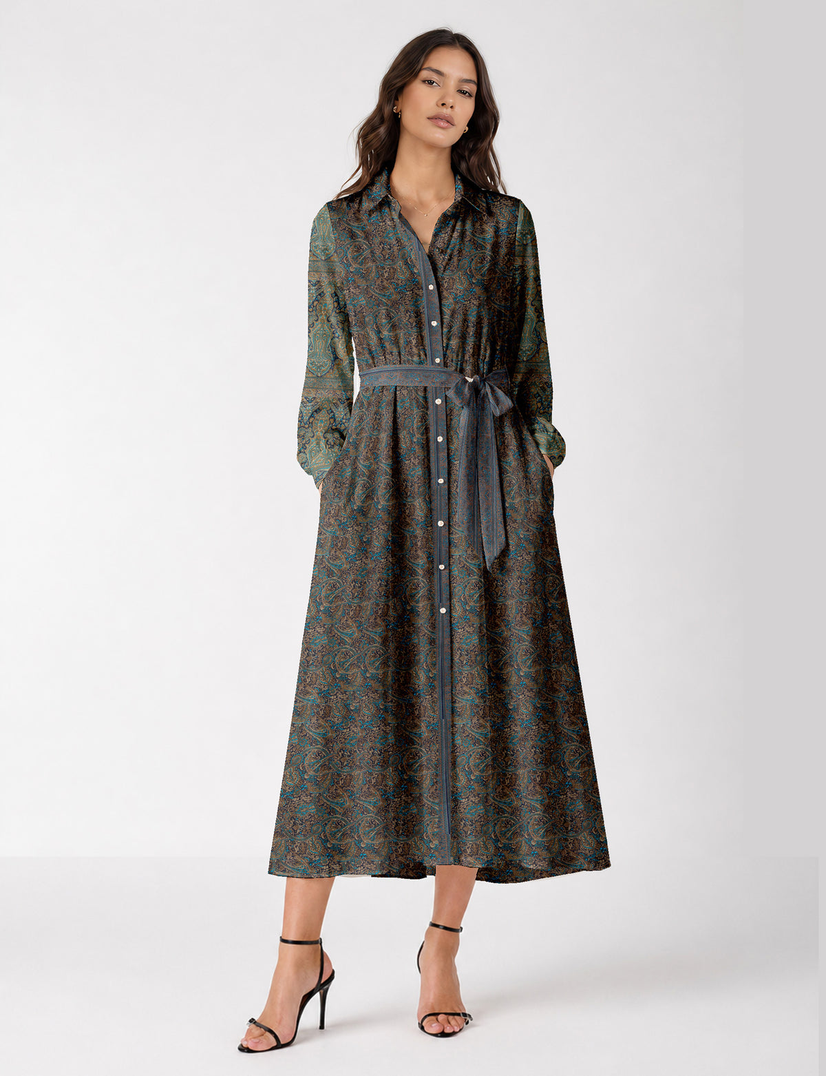 Long shirt dress - Blue Paisley