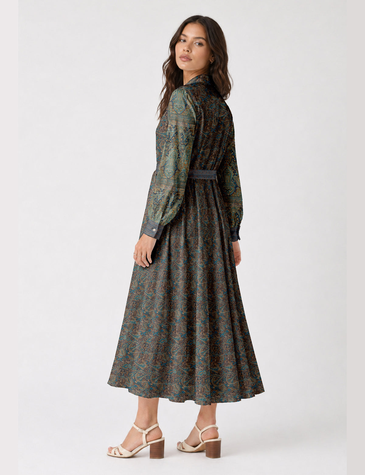 Long shirt dress - Blue Paisley
