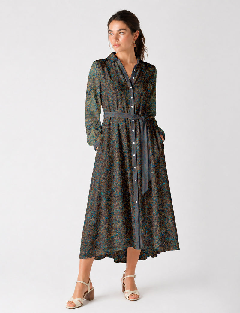 Long shirt dress - Blue Paisley