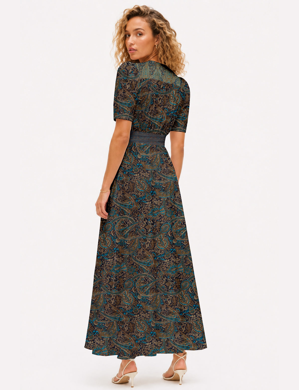 Maxi romantic dress - Blue Paisley