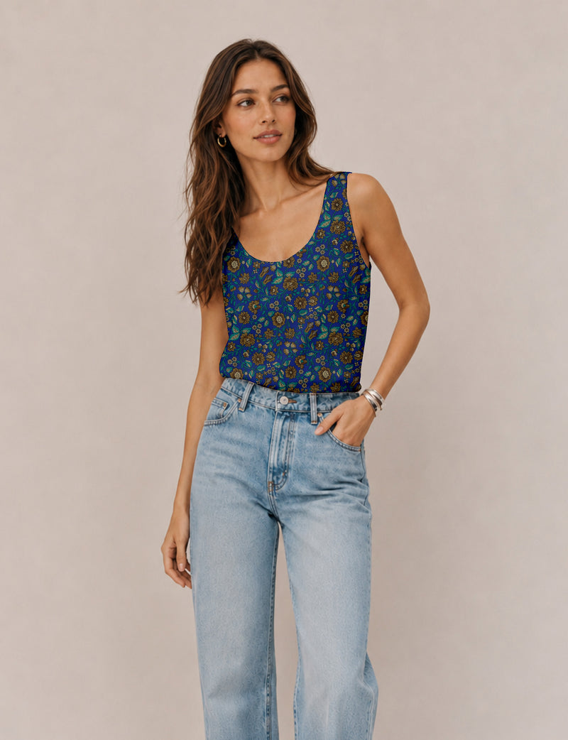 Sleeveless blouse - Blue Tropical