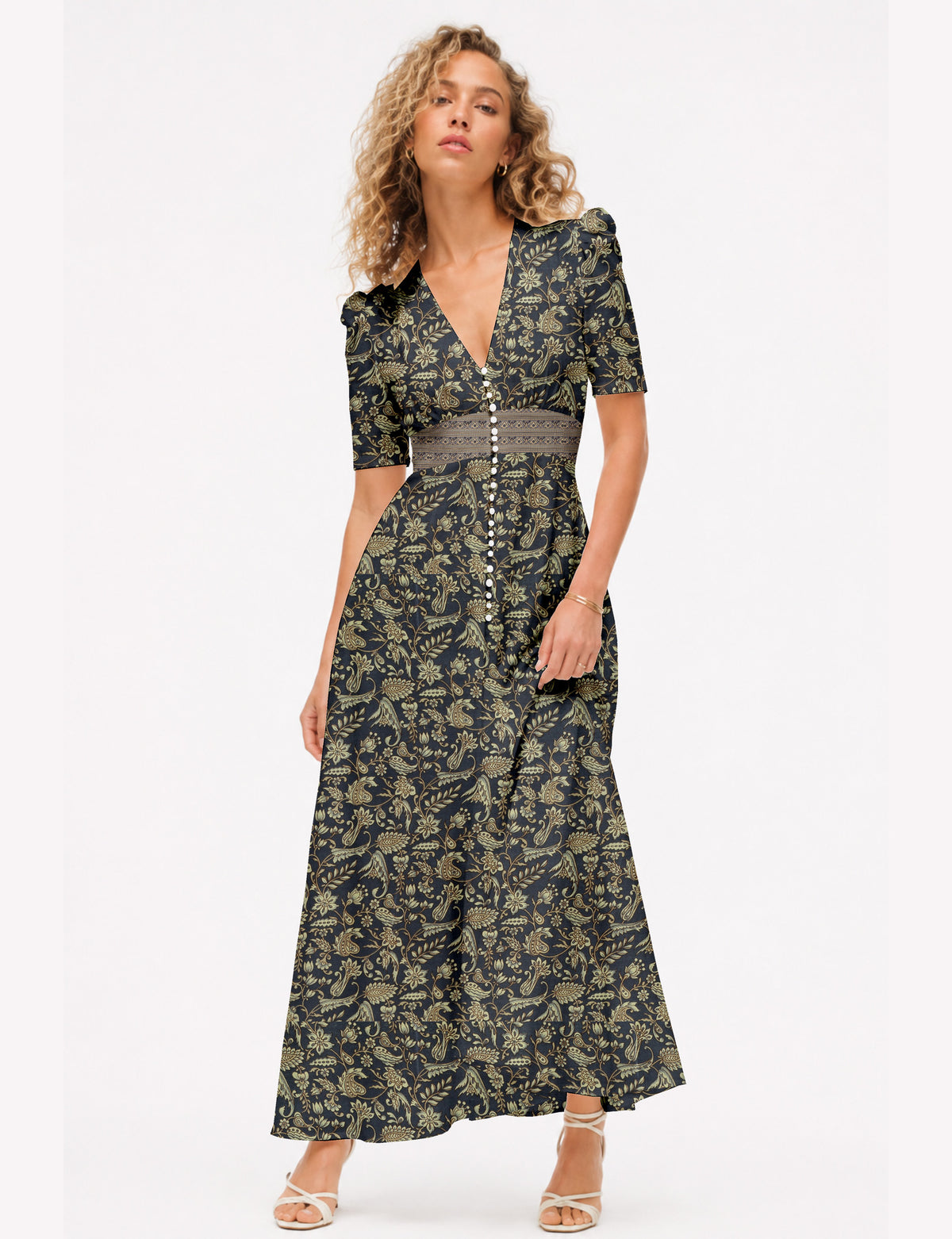 Maxi romantic dress - Blue Tropical