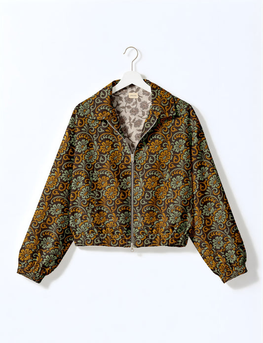 Bomber Jacket - Brown Floral
