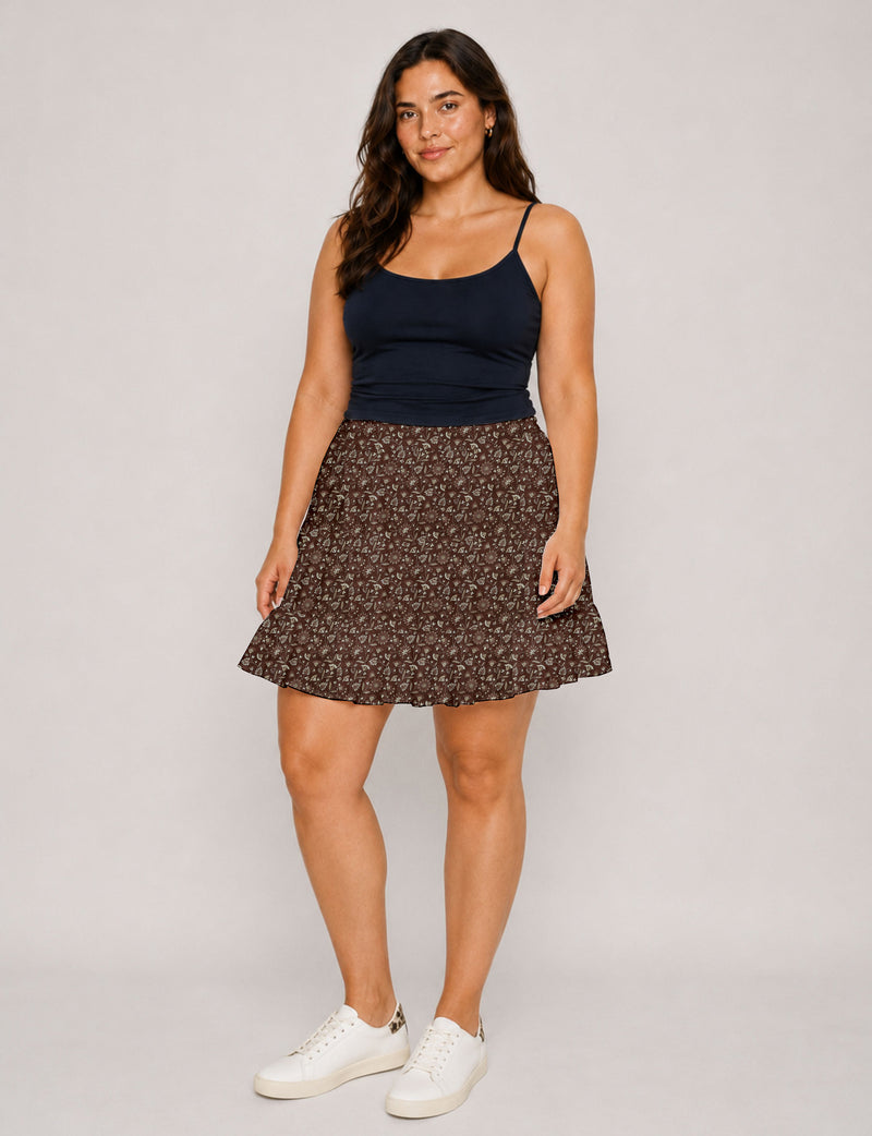 Short tiered skirt - Brown